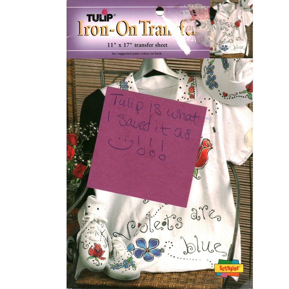 Vintage 1998 Tulip Iron-On Transfer Floral Roses Violets DIY Craft 11x17 Sheet